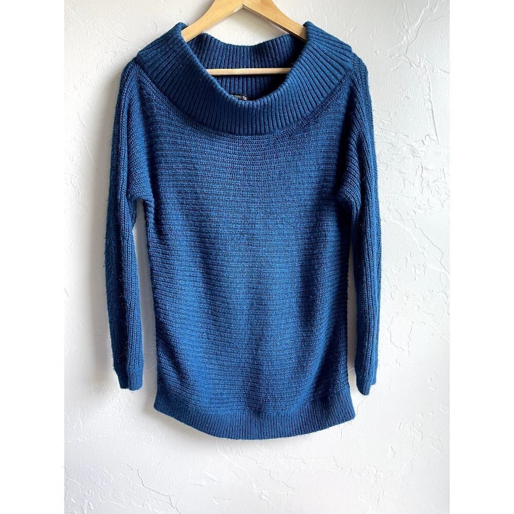EXPRESS Size Medium Ribbed Boat Neck Pullover Sweater Long Sleeve Wool Mohair Bl